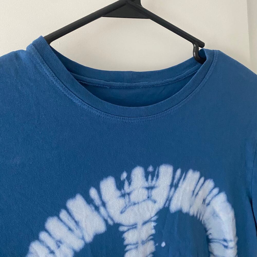 Raquel Allegra Women's T Shirt size 0 Tie Dye Peace T Shirt Blue White - Picture 12 of 14